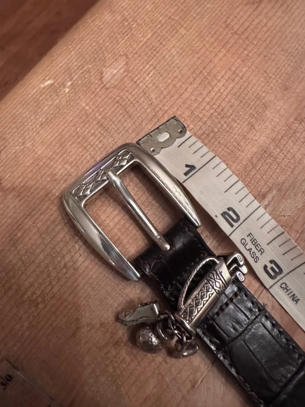 Brighton Dark Brown Croc-Embossed Leather Belt Silver Golf Charms size M/L 32